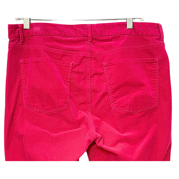 Talbots Sz 12 Slim Ankle Corduroy Pants Flawless 5 Pocket Frayed Hem Hot Pink - Picture 8 of 11